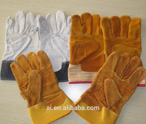 Leather gloves/industrial natural cow grain comfortable tool safety driver working gloves