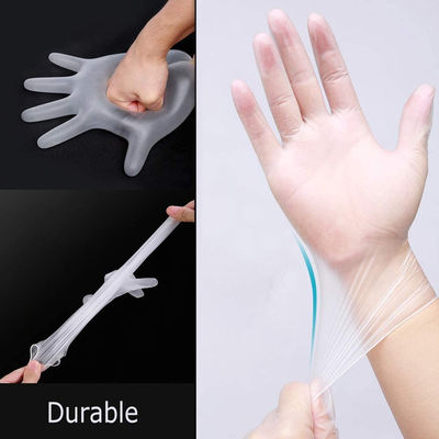 PVC OEM Clear Stretchable Disposable Hand Gloves Length Customized