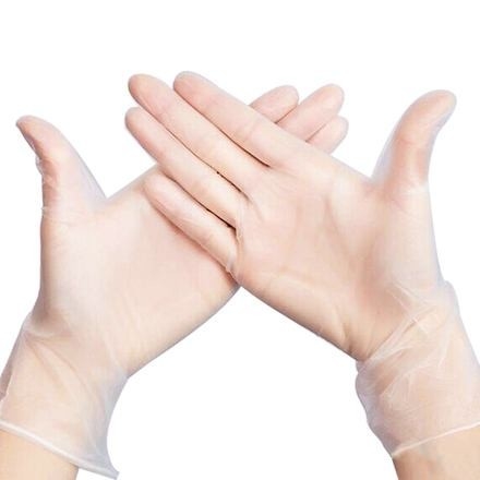 Powder Free Disposable Gloves Medium - Pack Of 100 - Clear Vinyl Household Gloves