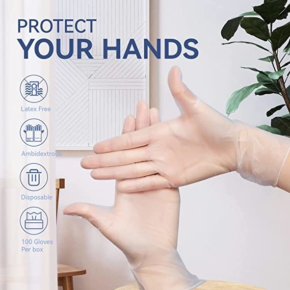 Food Grade Kitchen Use Powder Free Soft Pvc Vinyl Gloves Clear Transparent