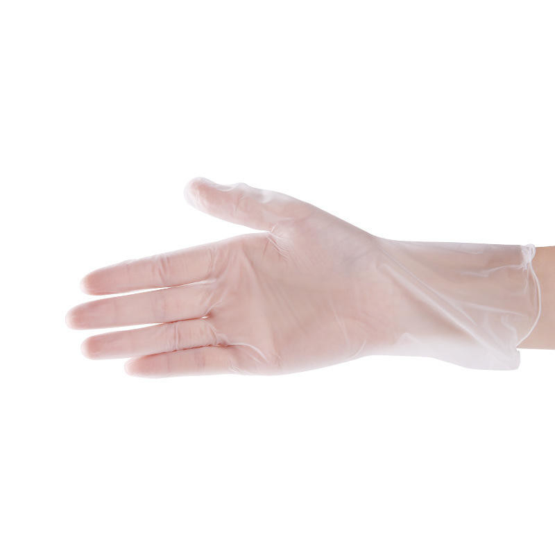 Beaded Cuff Textured Finger Vinyl Protective Gloves Transparent