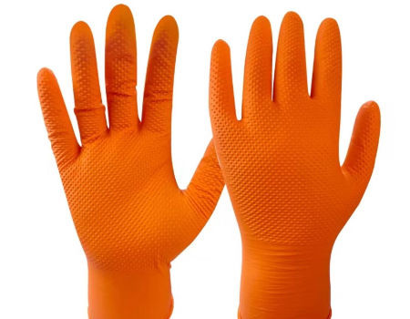 Thicken Orange Synthetic Gloves Anti Slip Industrial Vinyl Nitrile Blend Diamond Texture Gloves
