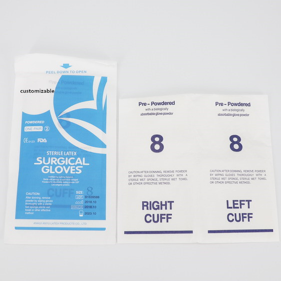 CE White Sterile 9MPa AQL 1.5 Disposable Latex Gloves
