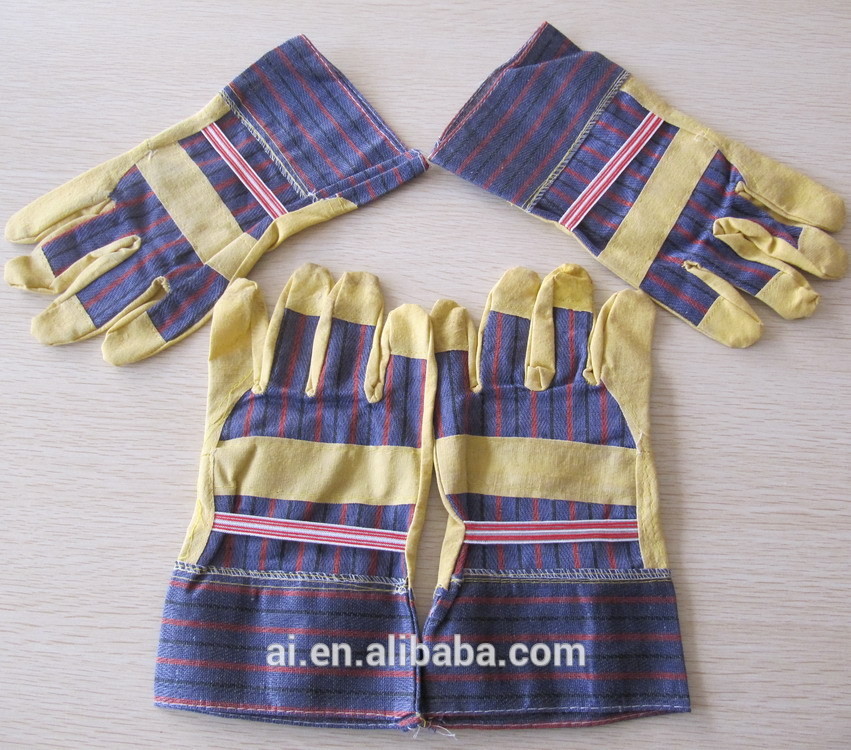 Palm safety cow split leather working gloves / leather work gloves cow split